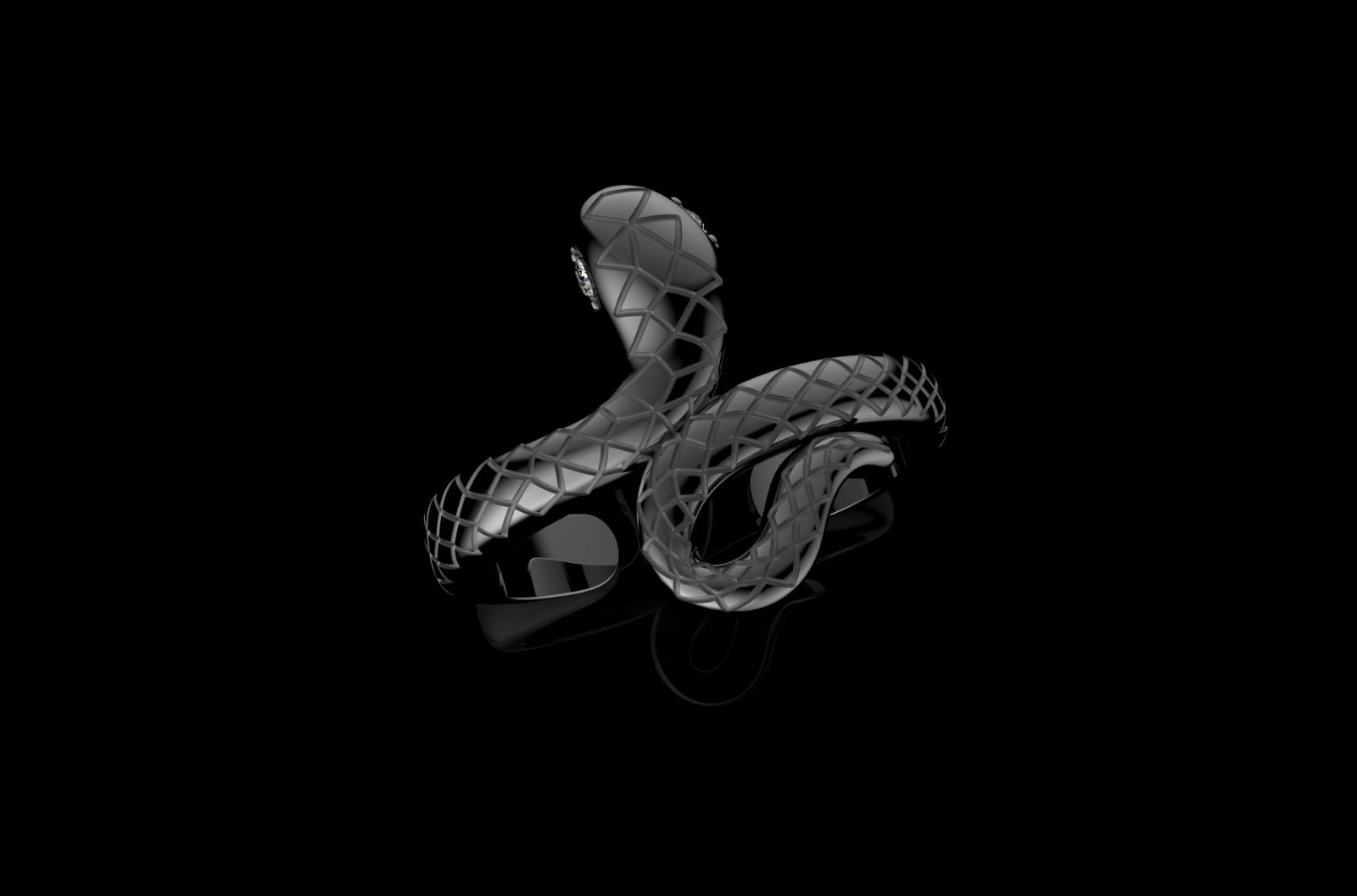 14k custom made black gold PVD snake diamond ring