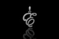 14K WHITE GOLD CUSTOM SINGLE LAYER INITIAL "E" STYLE DIAMOND PENDANT