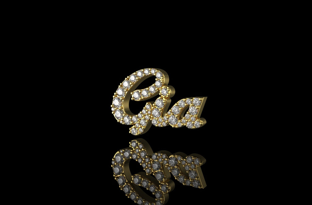 14k yellow gold custom "gia" style diamond pendant