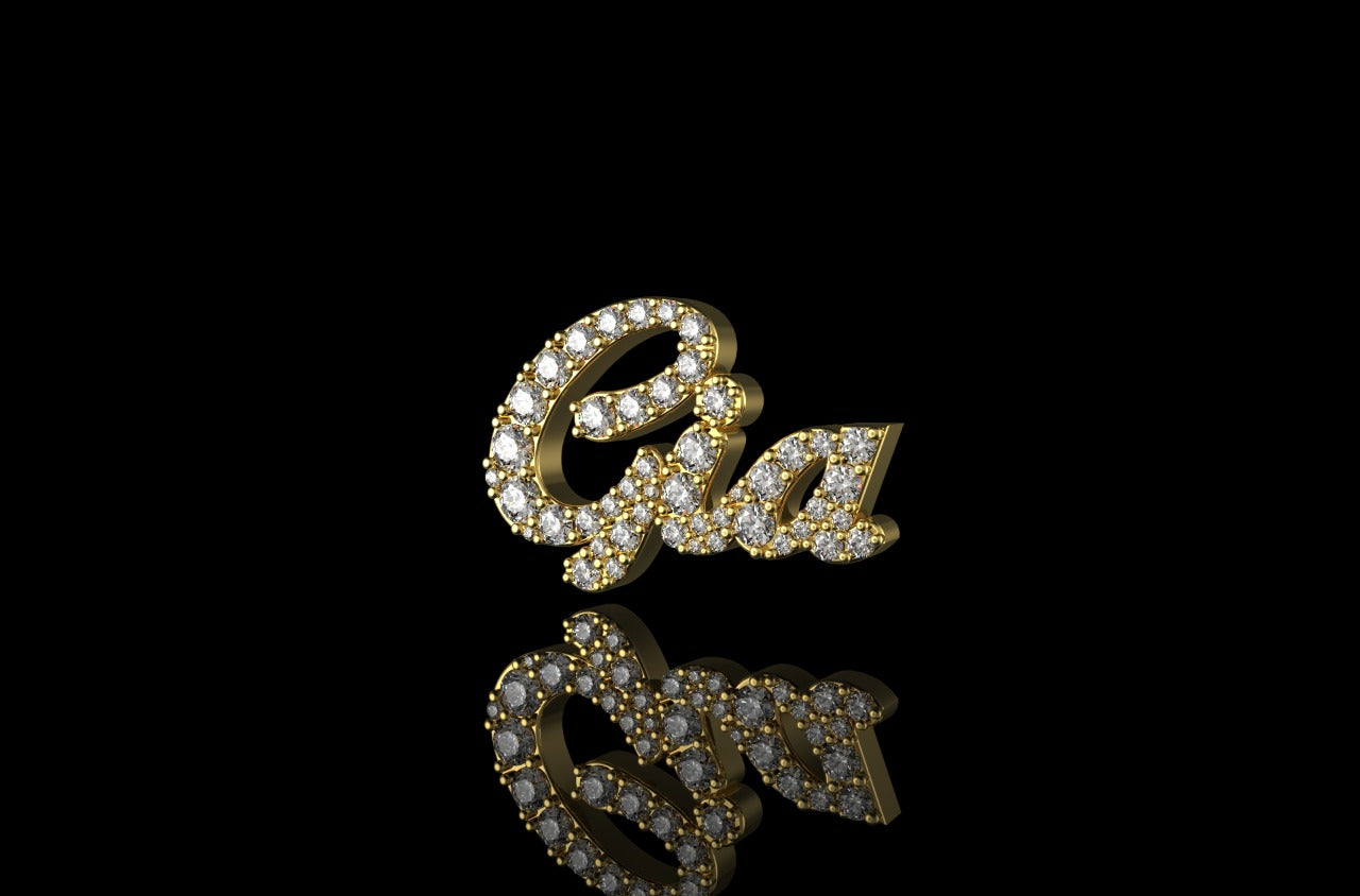 14k yellow gold custom "gia" style diamond pendant