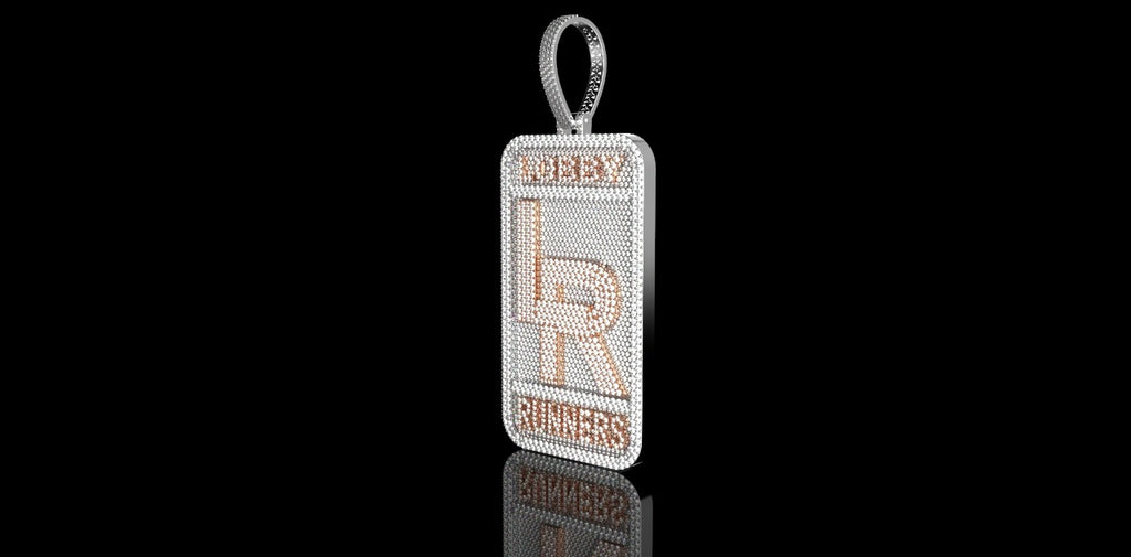 14K 2 TONE ROSE AND WHITE GOLD CUSTOM LARGE "LOBBY RUNNERS" STYLE DIAMOND PEDNANT