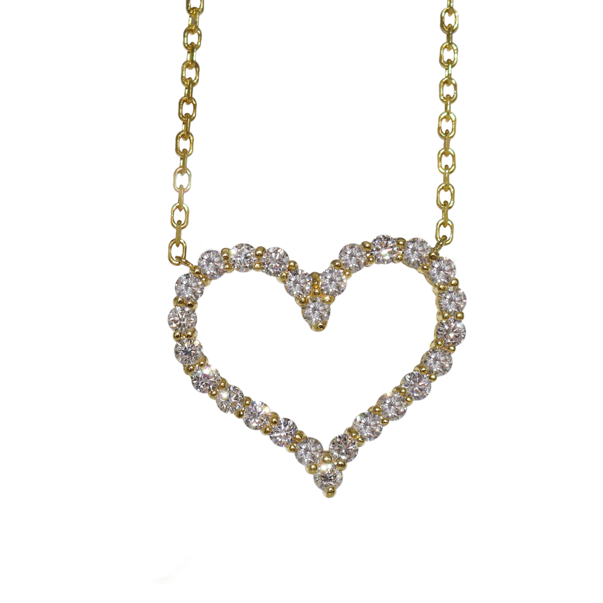 Large Single Row Heart Diamond Pendant 2.20 CT