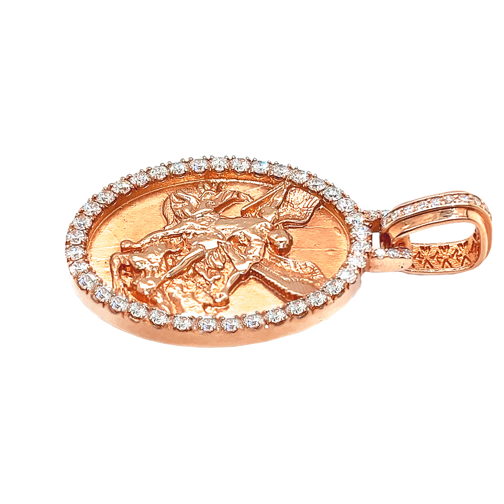 Angel vs Demon Diamond Oval Rose Gold Pendant 2.99 CT
