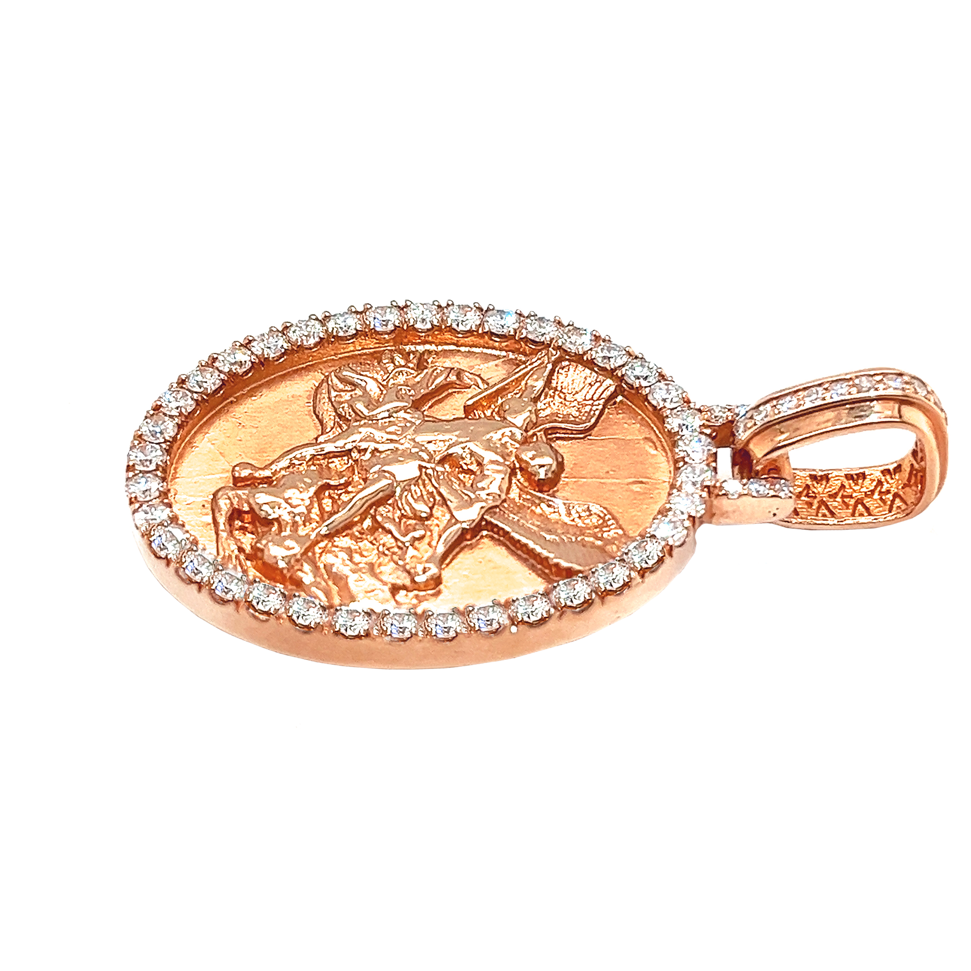 Angel vs Demon Diamond Oval Rose Gold Pendant 2.99 CT