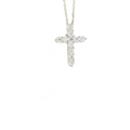 Small Single Row White Gold Cross .96 CT