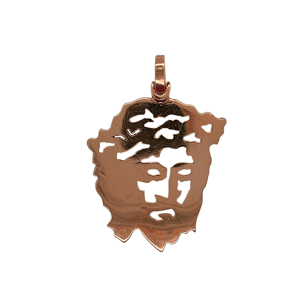 Outlined Jesus Diamond Rose Gold Pendant 3.92 CT