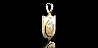 14K YELLOW GOLD CUSTOM DIAMOND SHIELD STYLE PICTURE PENDANT