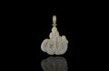 14k 2 tone yellow and white gold medium double layer diamond ALLAH Pendant