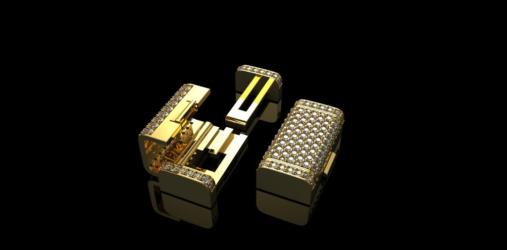 14K YELLOW GOLD SMALL CUSTOM DIAMOND LOCK