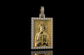 14k yellow gold custom 3d square shape diamond saint medallion pendant
