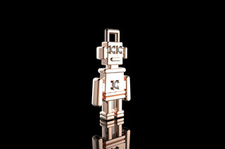 14k rose gold custom 3d robot diamond pendant