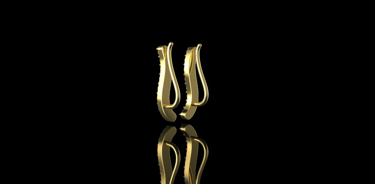14K YELLOW GOLD CUSTOM "WIGGLE" STYLE DIAMOND EARRING