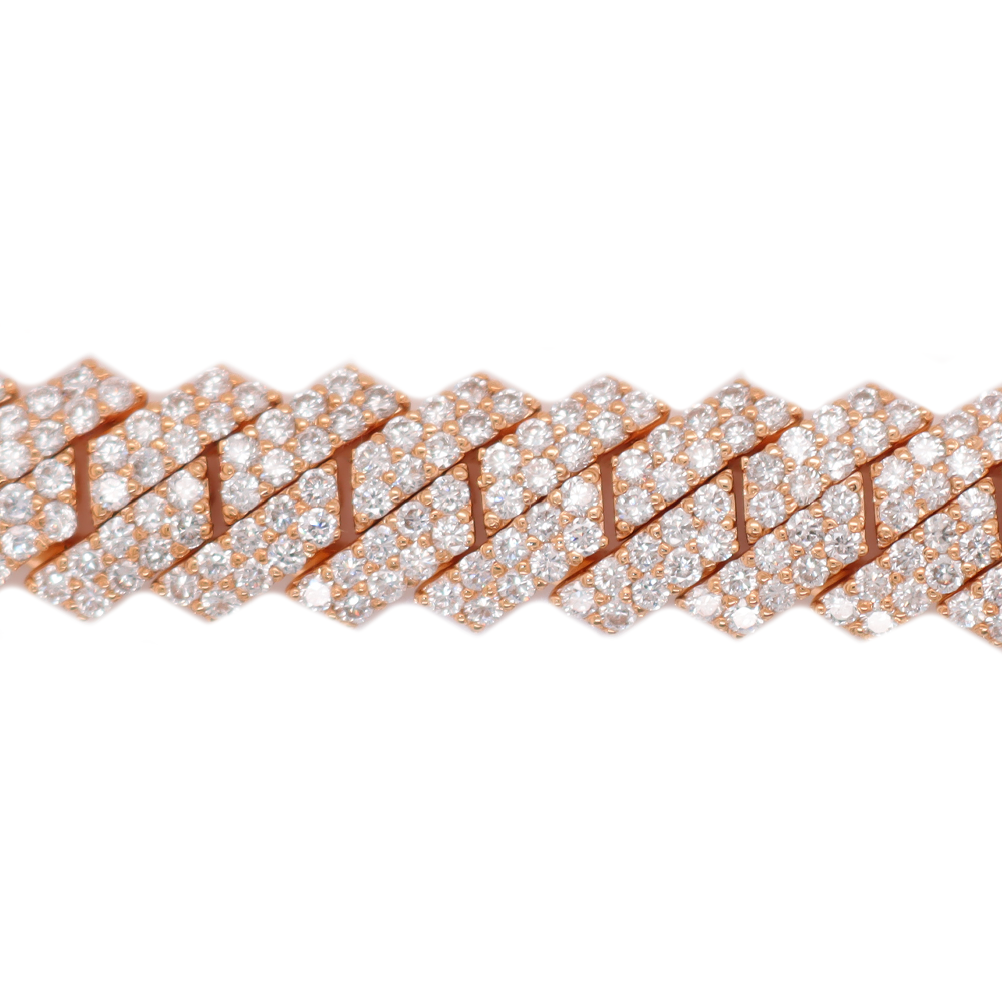 Miami Cuban Curved Diamond Rose Gold Bracelet 10.15 CT