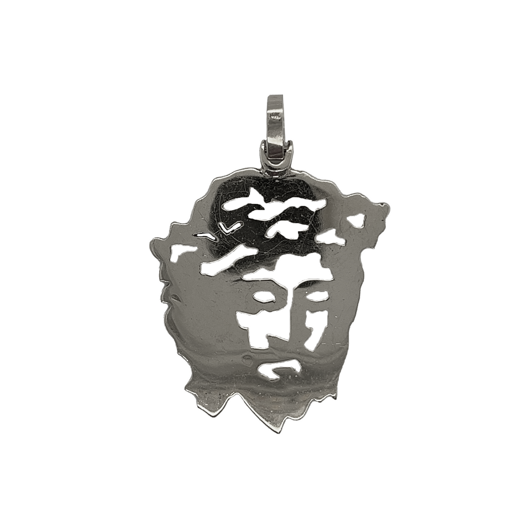 Outlined Jesus Diamond White Gold Pendant 3.92 CT
