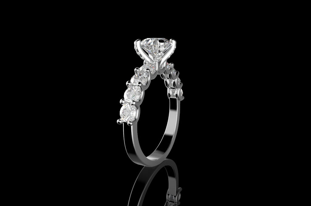 18k white gold round diamond engagement ring 3.17cts