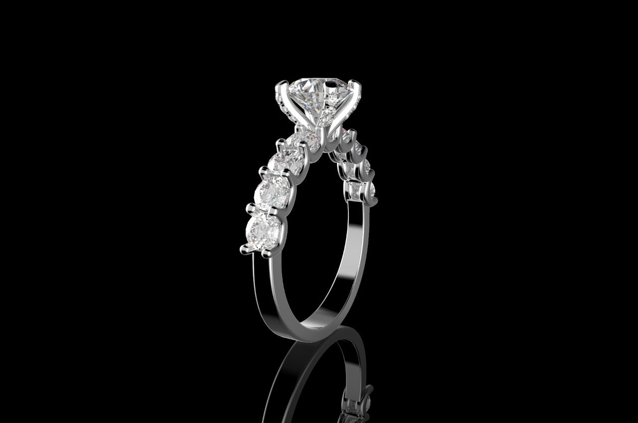 18k white gold round diamond engagement ring 3.17cts