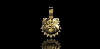 14K YELLOW GOLD LARGE 3D CUSTOM BULL DOG DIAMOND PENDANT