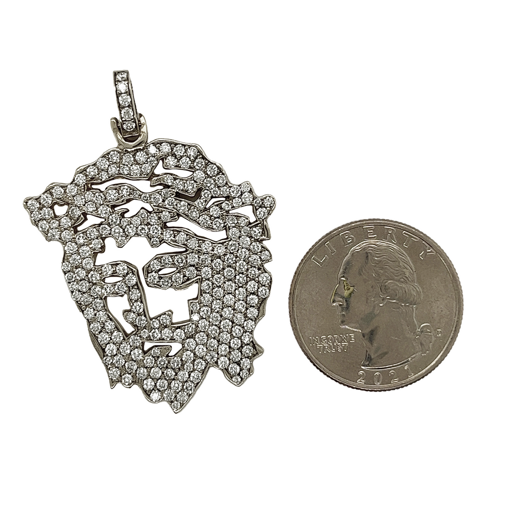 Outlined Jesus Diamond White Gold Pendant 3.92 CT