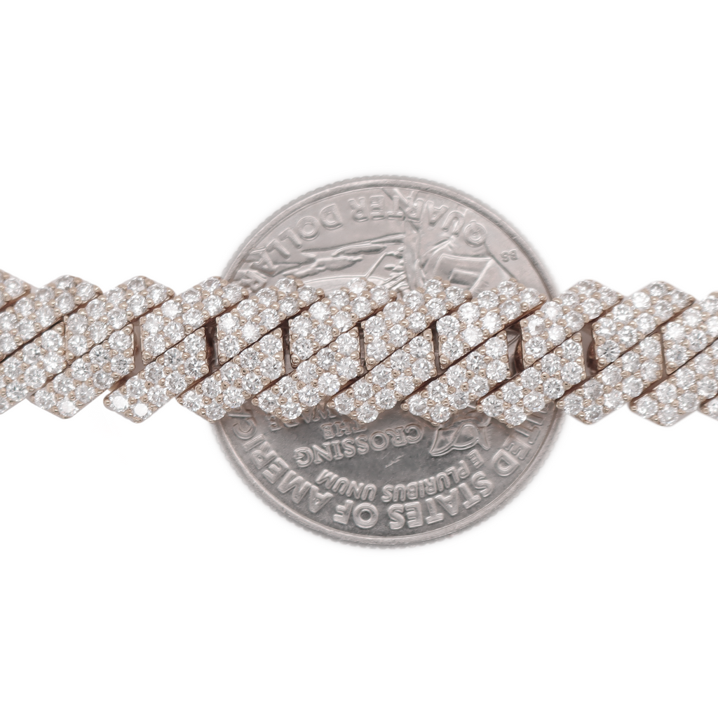 Miami Cuban Curved Diamond White Gold Bracelet 10.15 CT