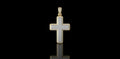 14K 2 TONE YELLOW AND WHITE GOLD DOUBLE LAYER DIAMOND CROSS PENDANT