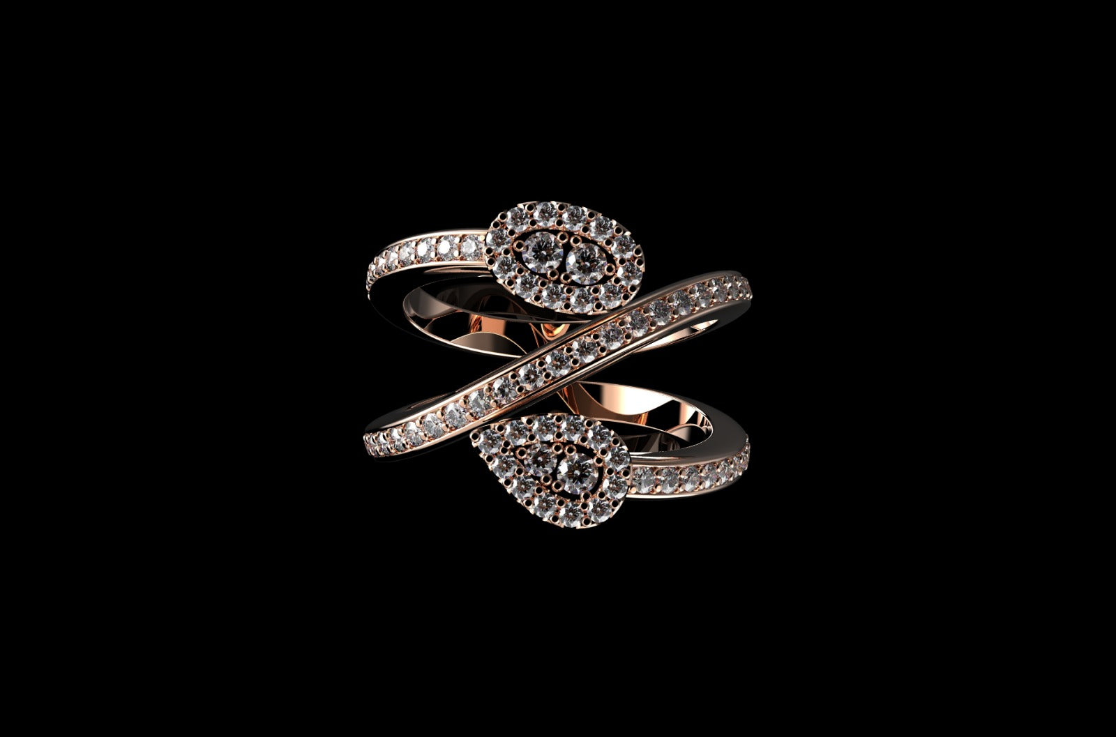 14k rose gold custom pear and oval shape split band diamond ring