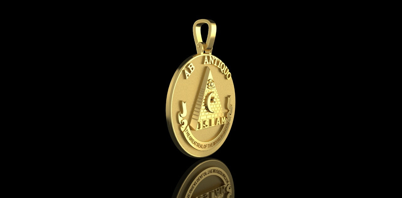 14K YELLOW GOLD CUSTOM 3D ISLAM PYRAMID PENDANT