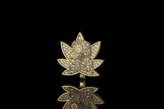 14k yellow gold custom 3d "gas wars marijuana" style diamond hook 2