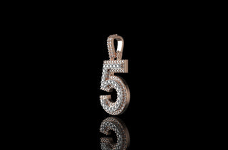 14k white and Rose gold double layer number 5 diamond pendant