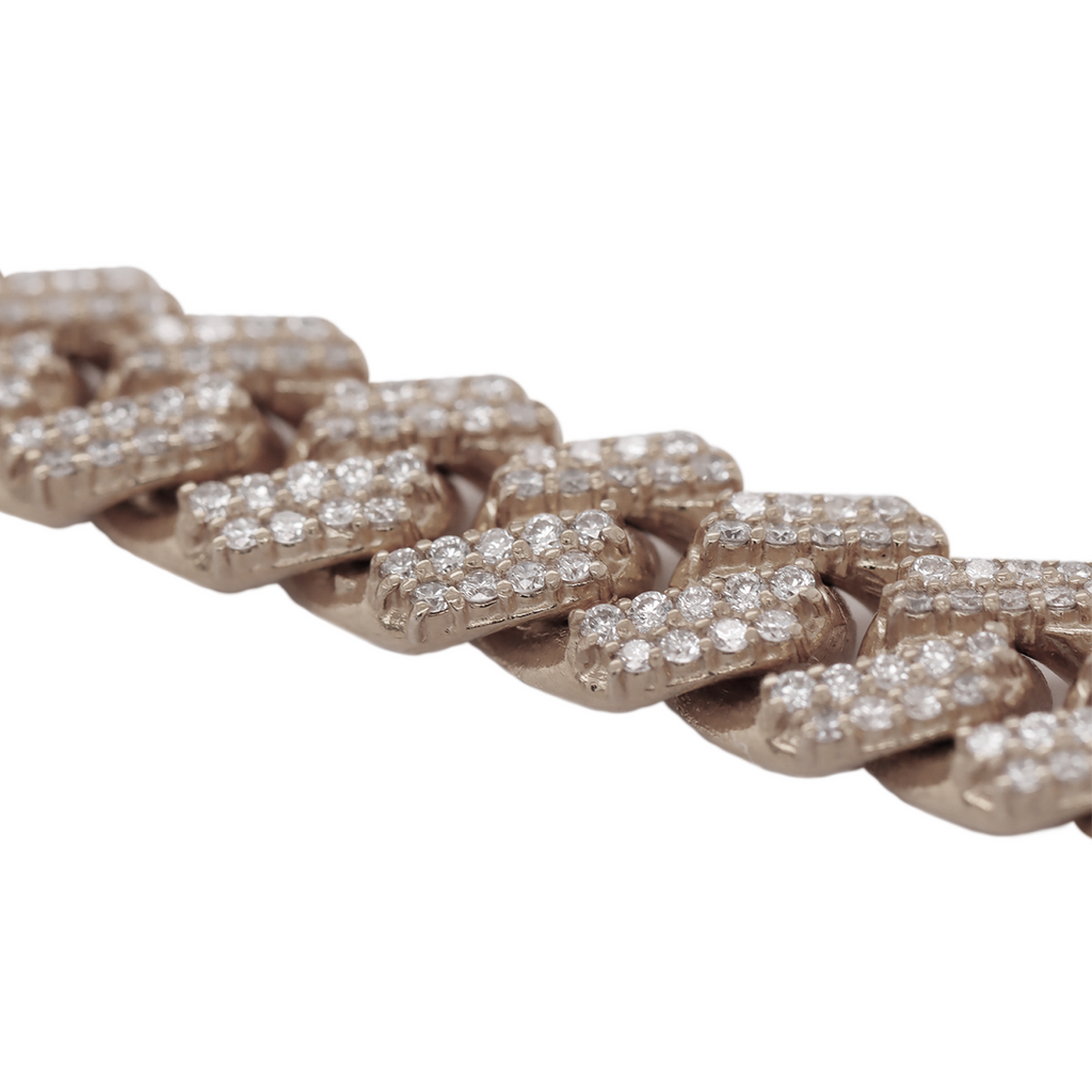 Miami Cuban Prong Setting White Gold Bracelet 6.78 CT