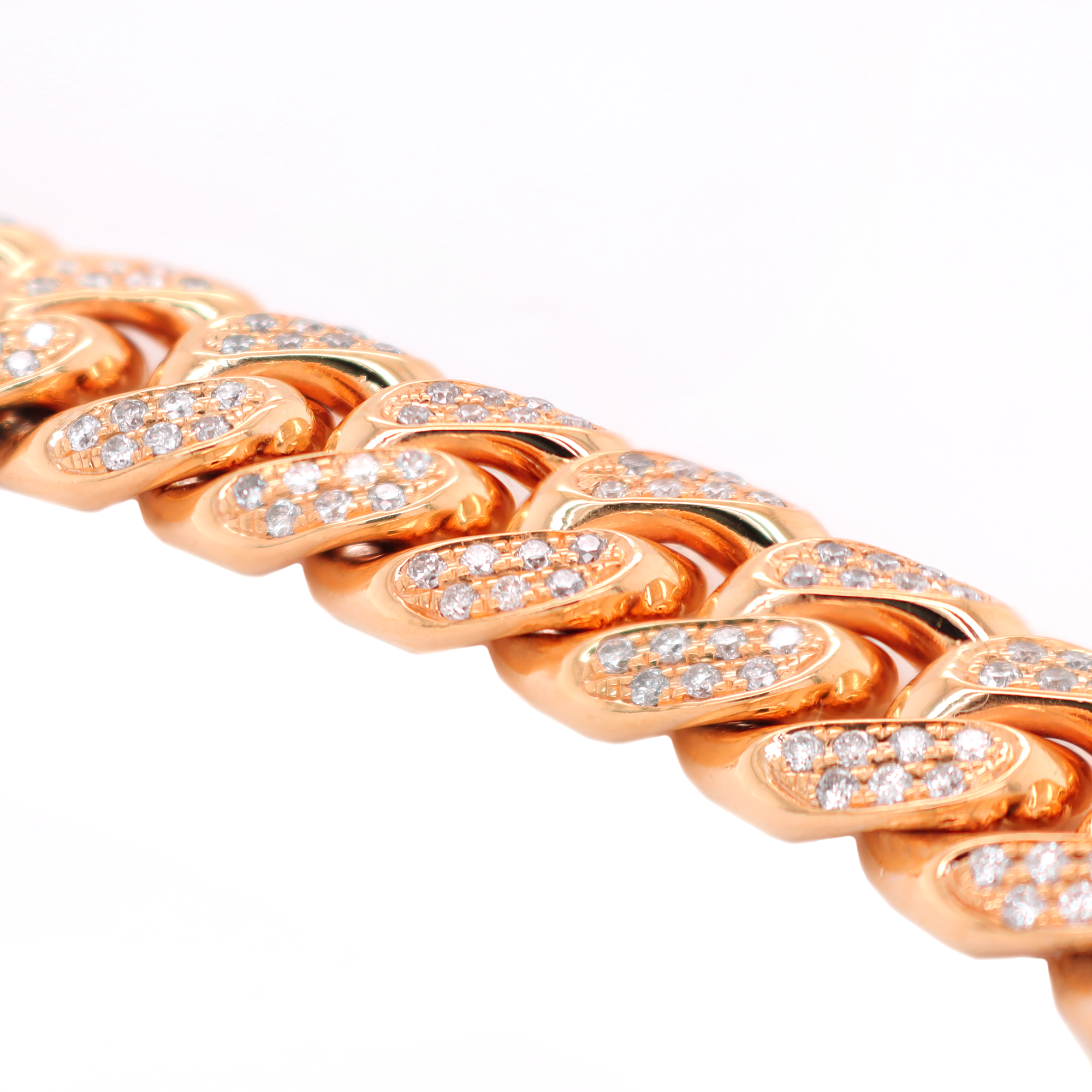 Miami Cuban Flower Setting Diamond Rose Gold Bracelet 7.00 CT