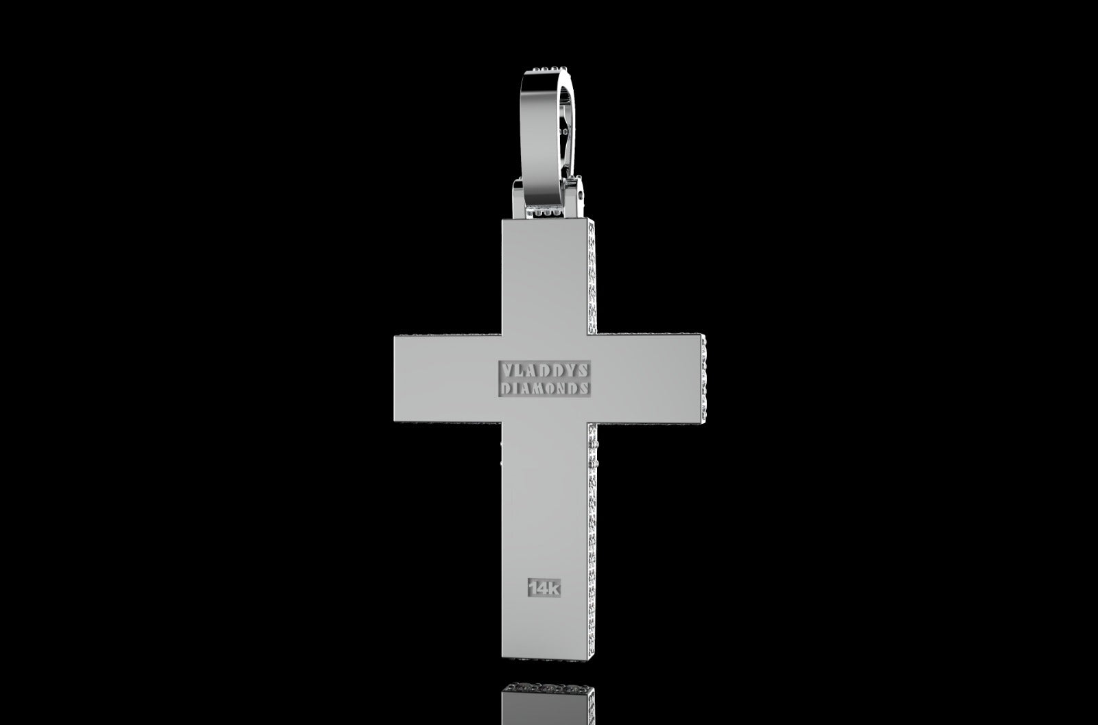 14k yellow gold large custom dome 3d diamond cross with profile diamonds