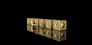 14k yellow gold 3D square "D BLOCK" diamond charms