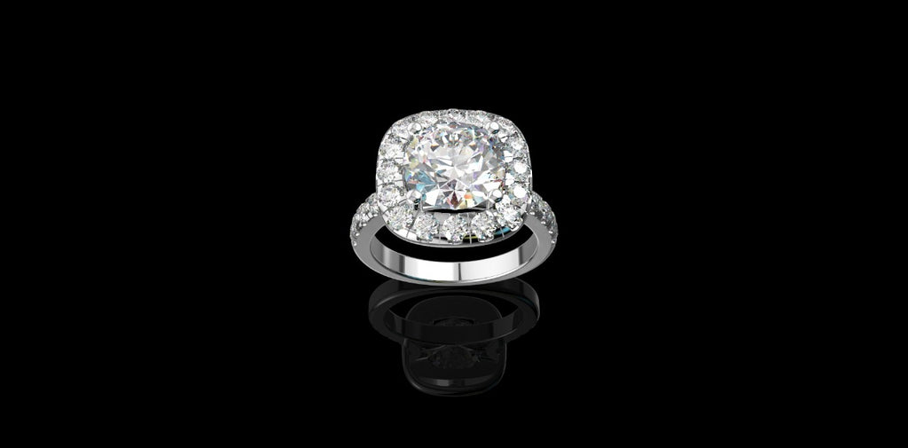 18k white gold cushion halo diamond engagement ring 5.00cts