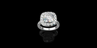 18k white gold cushion halo diamond engagement ring 5.00cts