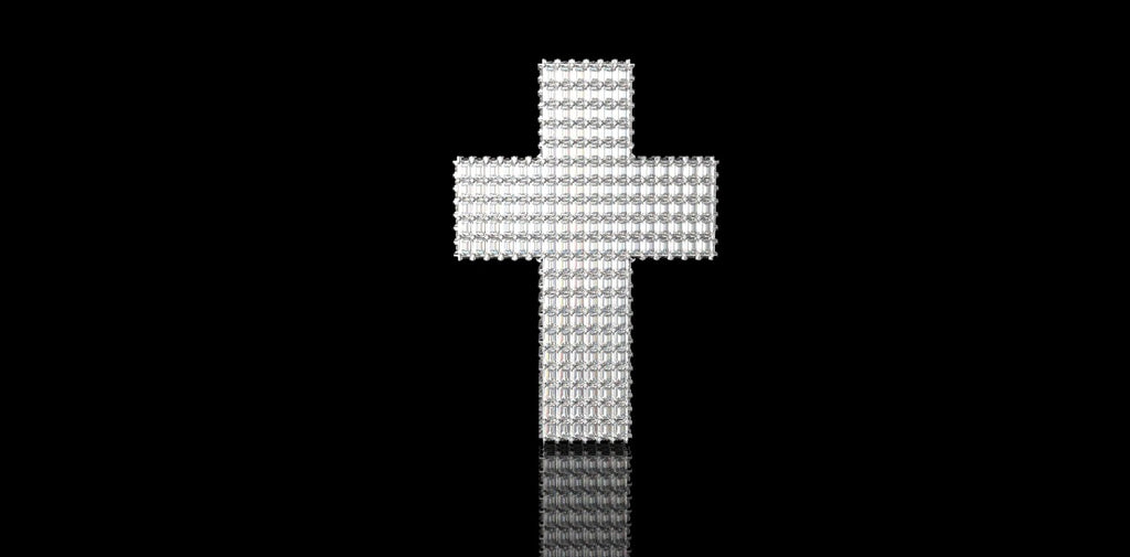 14K WHITE GOLD CUSTOM DIAMOND BAGUETTE CROSS DIAMOND PENDANT