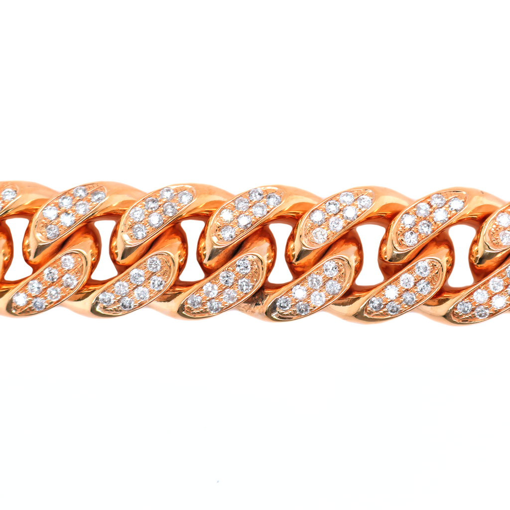 Miami Cuban Flower Setting Diamond Rose Gold Bracelet 7.00 CT