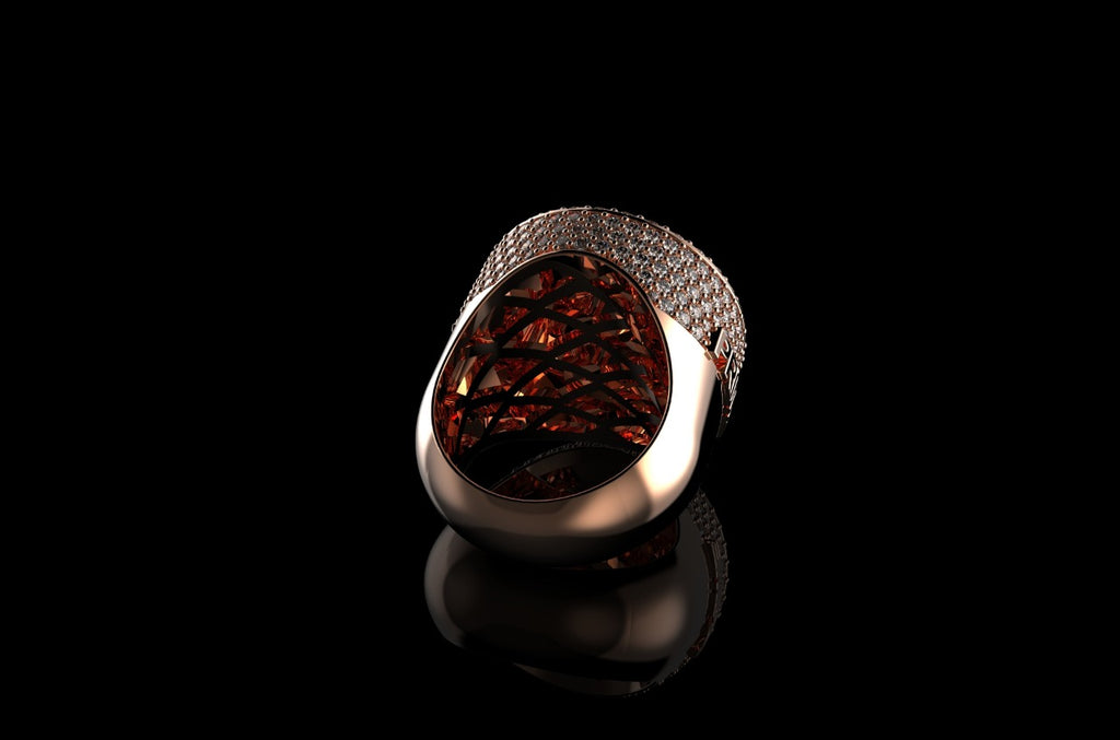 14K ROSE GOLD CUSTOM 3D DIAMOND "718" STYLE DIAMOND RING