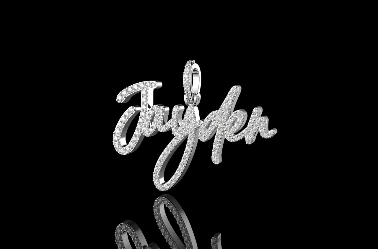 14K WHITE GOLD SINGLE LATER CUSTOM "JAYDEN" STYLE DIAMOND PENDANT