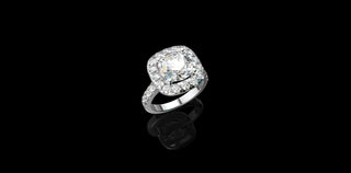 18k white gold cushion halo diamond engagement ring 5.00cts