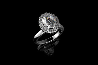 18k white gold oval halo diamond engagement ring 1.45cts