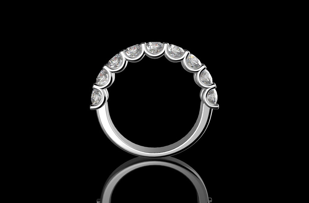 14k white gold 9 stone diamond wedding band 1.60cts