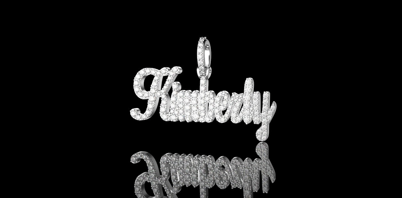 14K WHITE GOLD CUSTOM "KIMBERLY" STYLE DIAMOND PENDANT