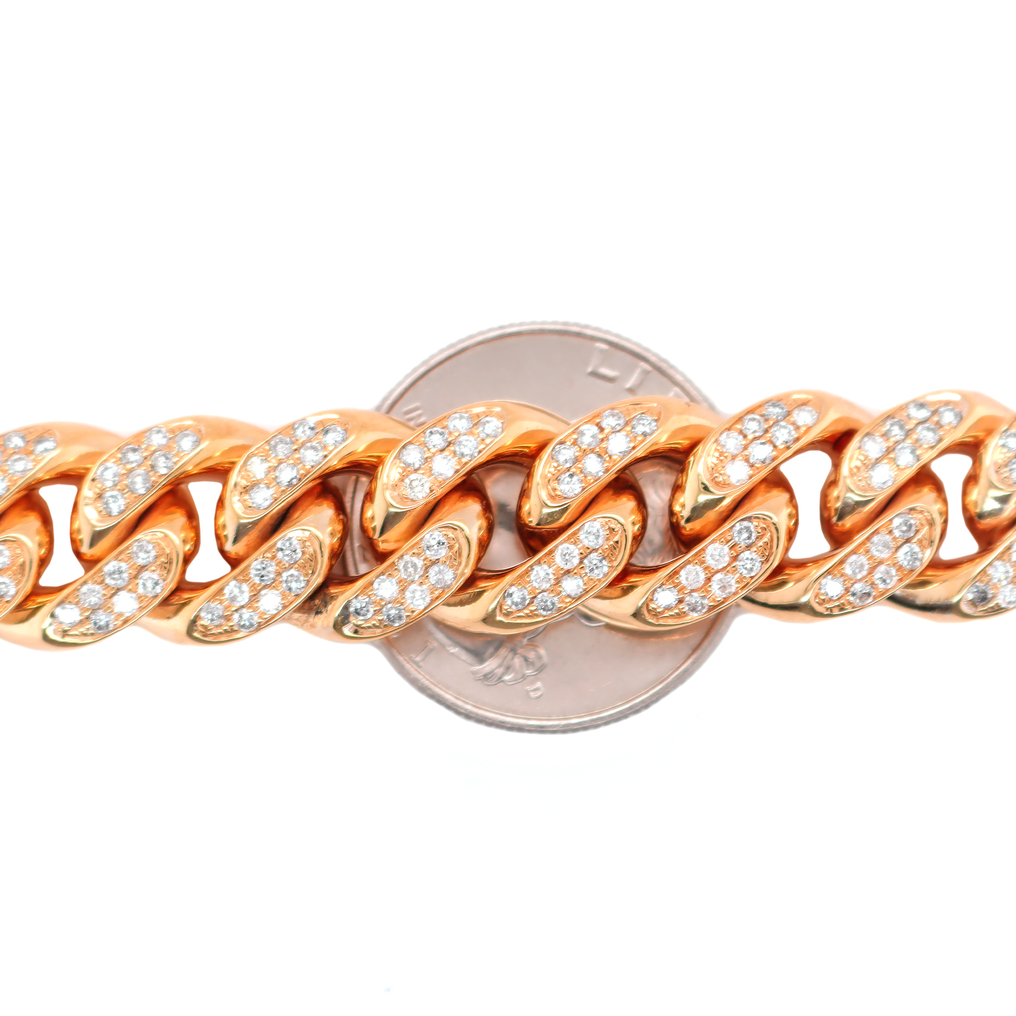 Miami Cuban Flower Setting Diamond Rose Gold Bracelet 7.00 CT