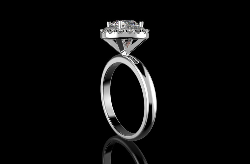 18k white gold oval halo diamond engagement ring 1.45cts
