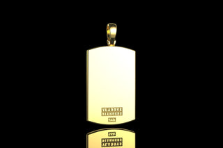 14k yellow gold custom "KU" style diamond dog tag pendant