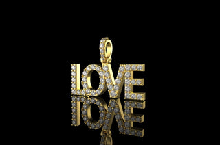 14K YELLOW GOLD SINGLE LAYER CUSTOM "LOVE" DIAMOND PENDANT