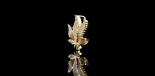 14k yellow gold diamond marijuana flower weed pendant