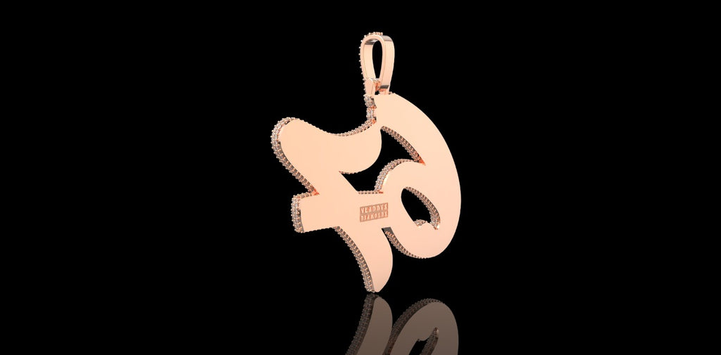 14k 2 tone white and rose gold double layer 67 style custom diamond pendant