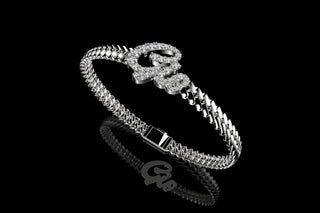 14k white gold custom "gia" style cuban link name bracelet
