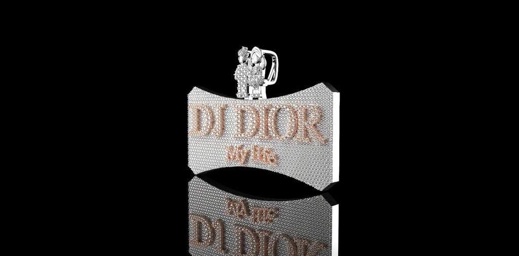 14K 2 TONE ROSE AND WHITE GOLD CUSTOM "DJ DIOR" STYLE DIAMOND PENDANT